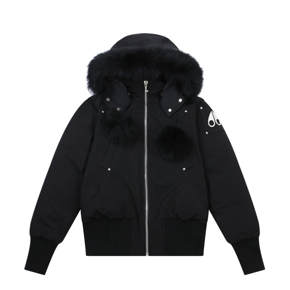 Black Fur-Trimmed Hooded Jacket - Picture 1 of 5